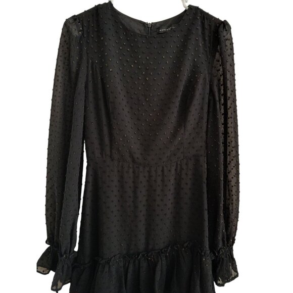 Endless Rose Womens XS Black Swiss Dot Long Ruffled Dress Gothic Victorian - Picture 1 of 10